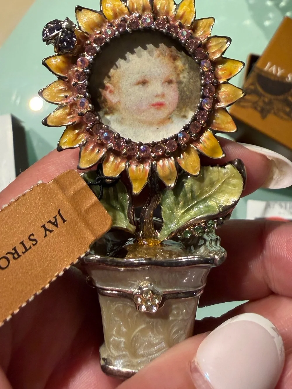 JAY STRONGWATER Vintage Allegra sunflower pot mini frame box NWT